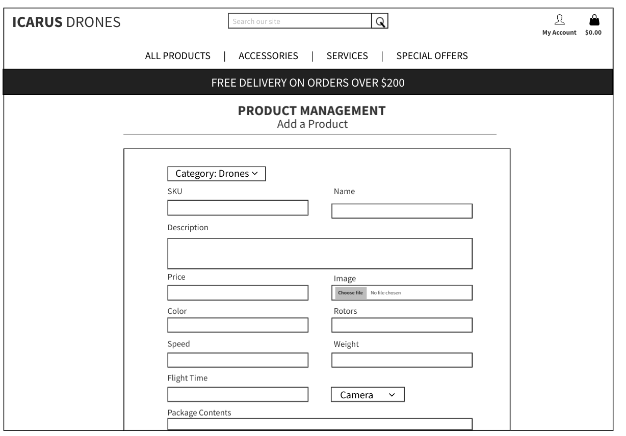 Wireframe - Product management