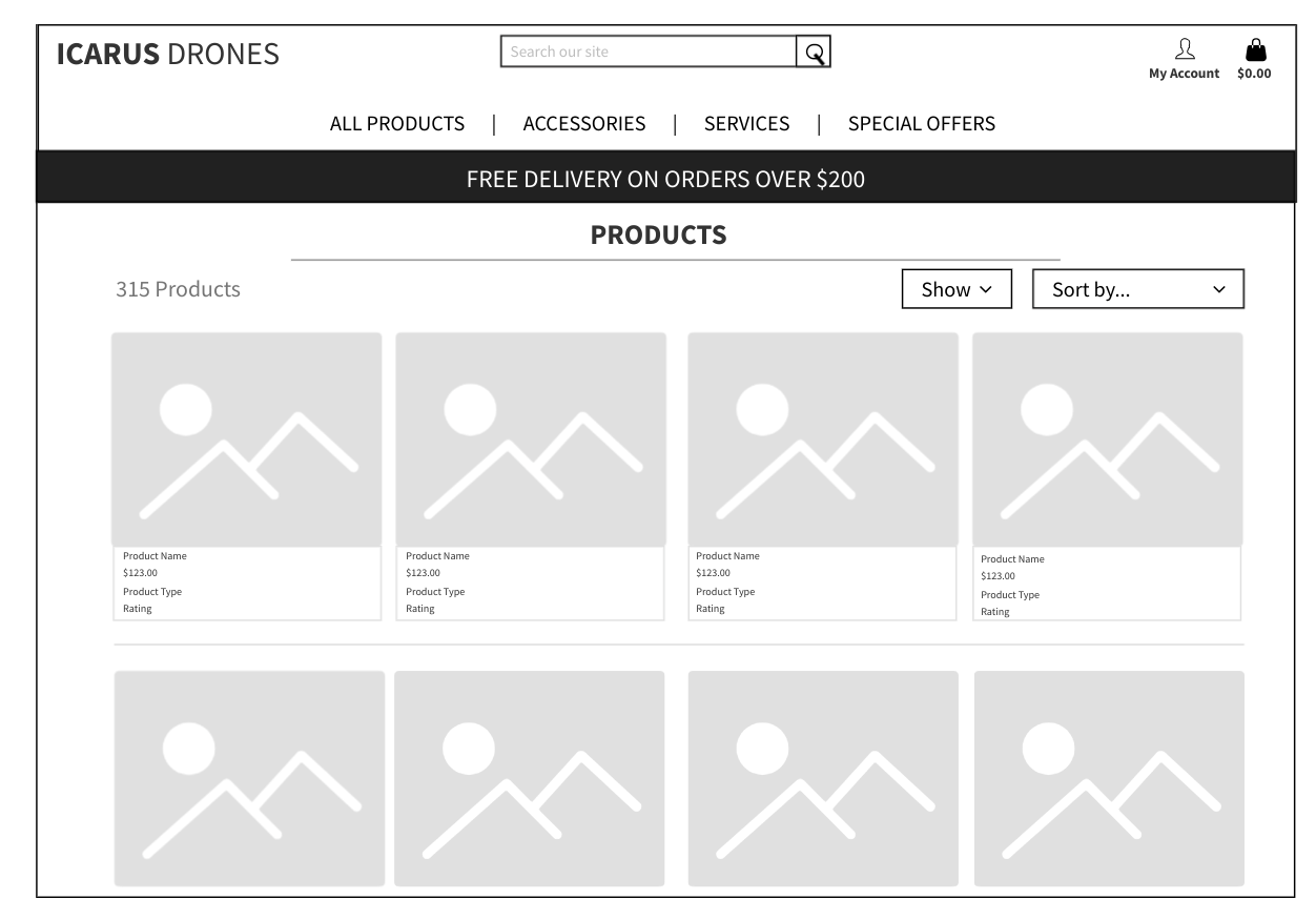 Wireframe - Product Page (Unregistered user)